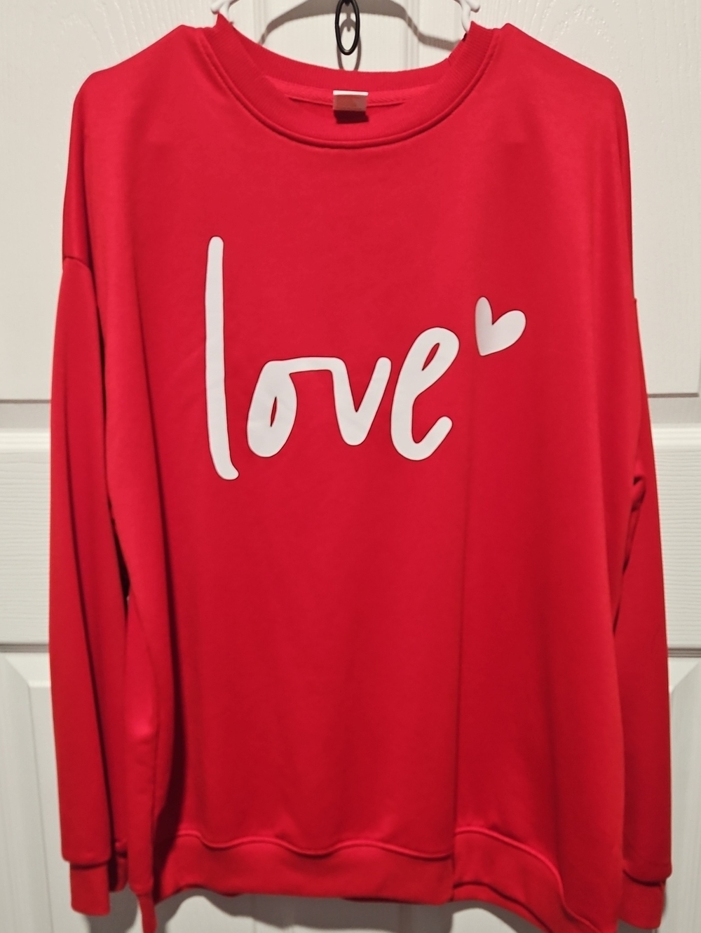 Source Unknown Red Sweatshirt with White 'Love' Script